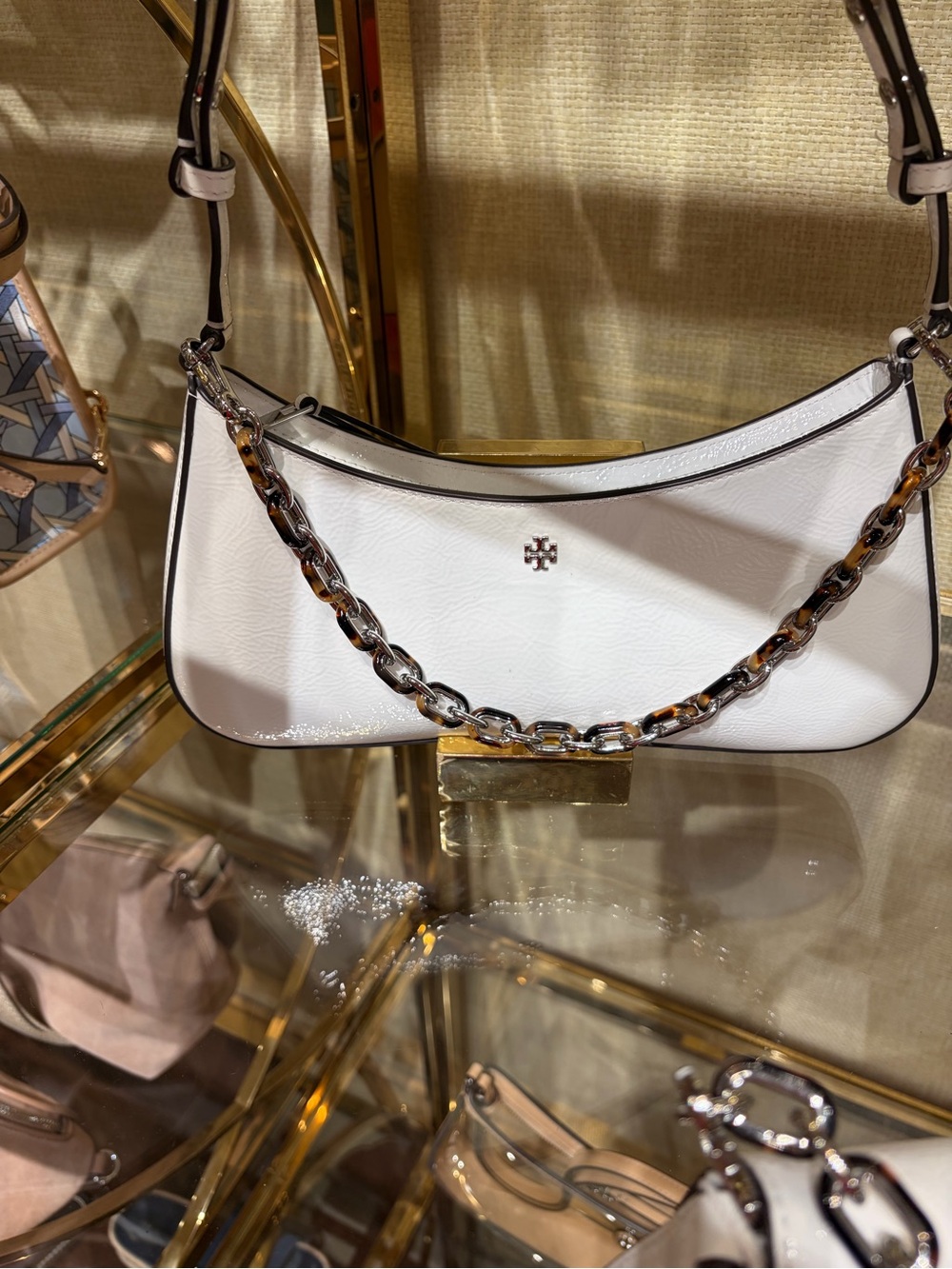 Tory Burch Rory novelty crinkle White Shoulder Bag Style Chain with 2 Straps